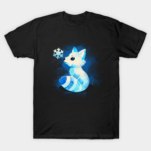 Winter Fox Blue Christmas T-Shirt by Digital Magician